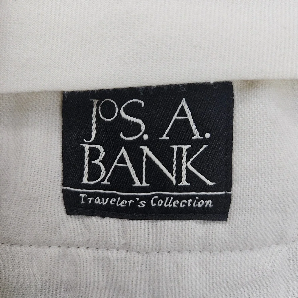 Jos A Bank Pants Men's 38x29 Beige 100% Linen Pleated Traveler's Collection